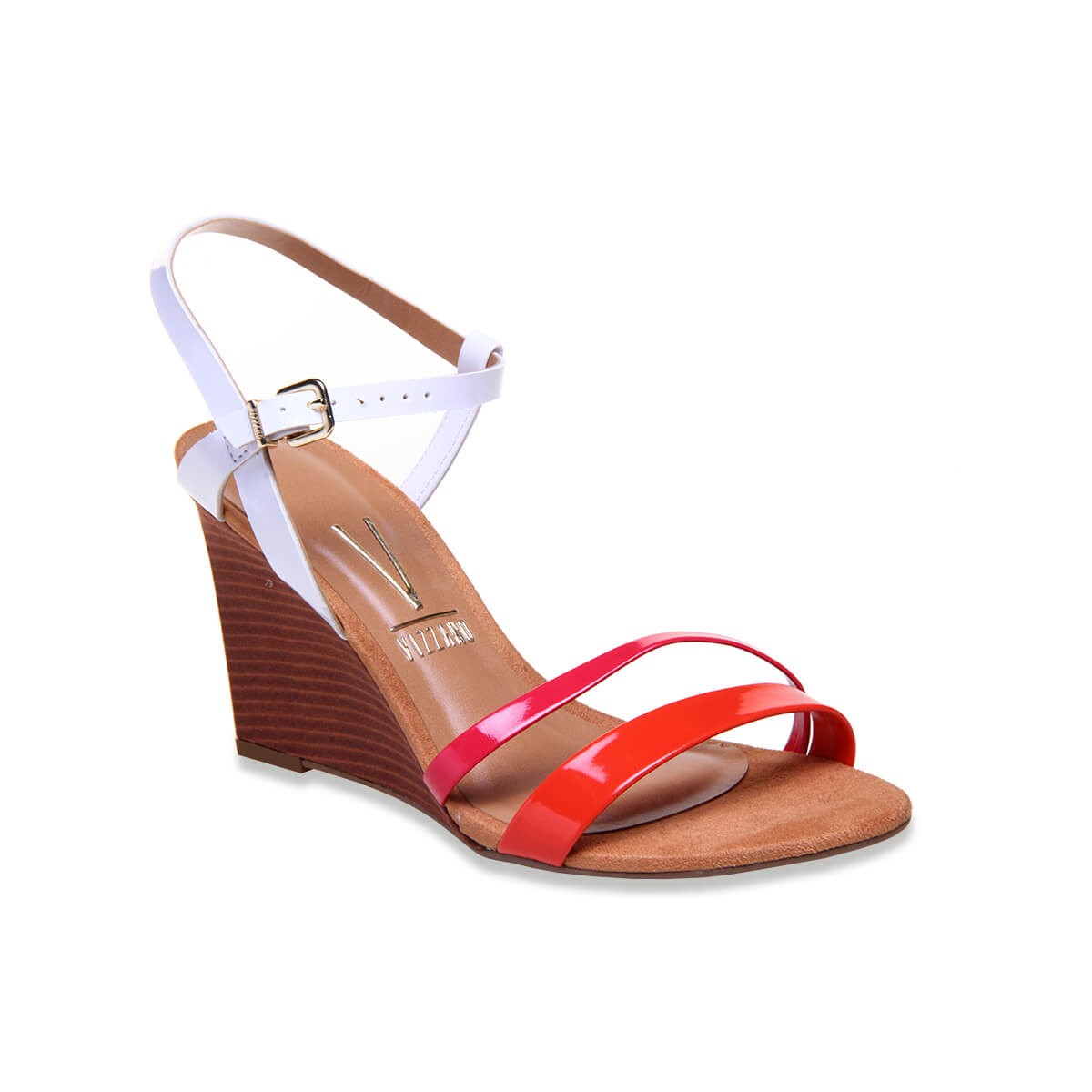 Sandália Feminina Salto Anabela Vizzano 6308103/6400 Vz Bco/Lar/Coral