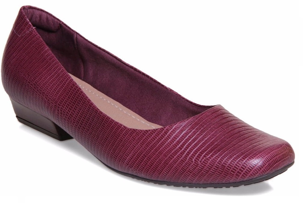 Scarpin Feminino Salto Baixo Grosso Usalfex R2301/03 Reptil Merlot